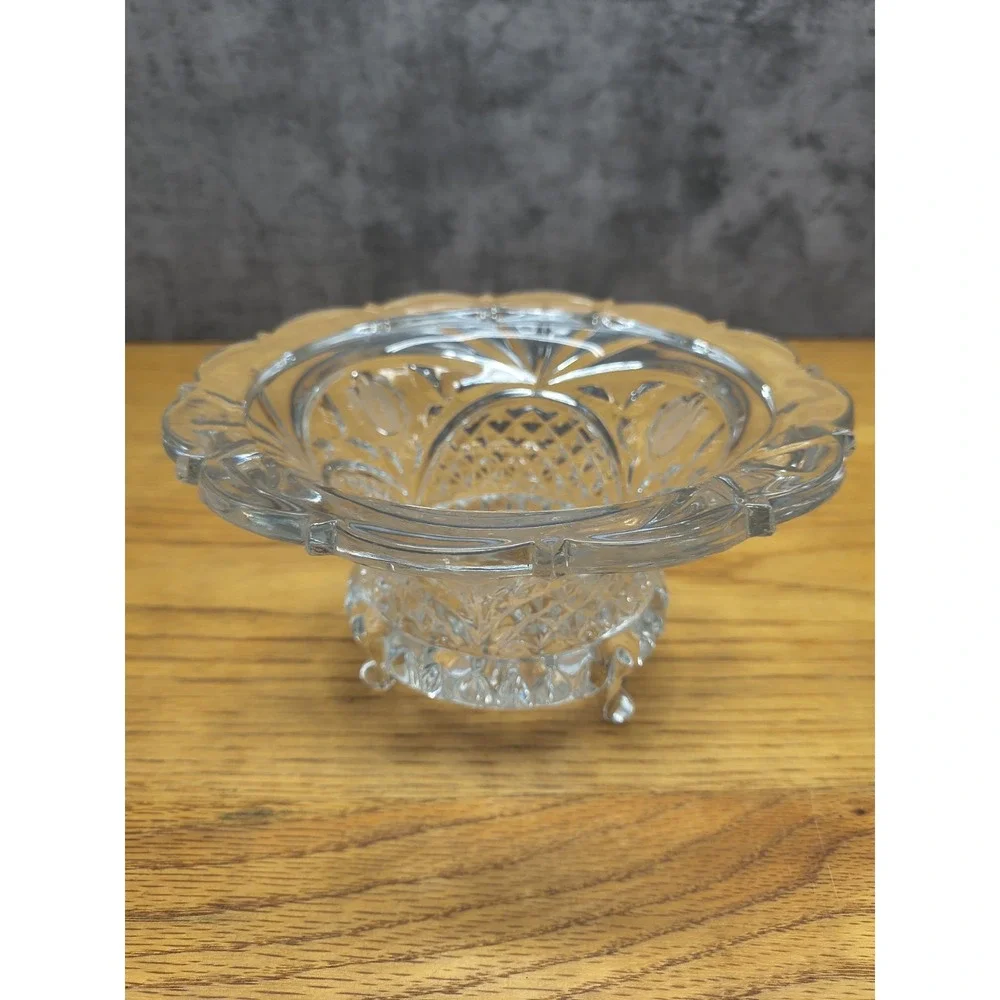 The European Collection 24% Lead Crystal 3 Footed Candy Dish Vintage MADE German